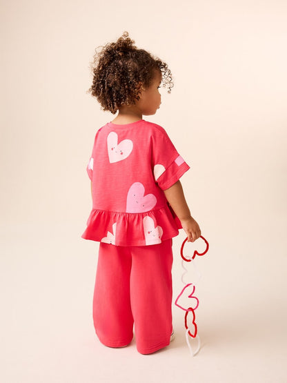Red Heart Short Sleeve Peplum T-Shirt (3mths-7yrs)