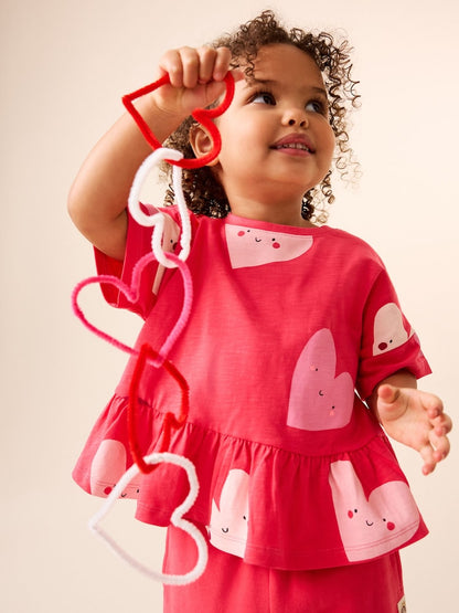Red Heart Short Sleeve Peplum T-Shirt (3mths-7yrs)