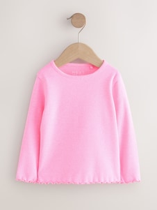 Neutral Lemon Print Rib Long Sleeve T-Shirt (3mths-7yrs) - Pink Rib Long Sleeve / 12-18 Months (80-86cm)