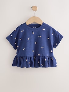 Purple Short Sleeve Peplum T-Shirt (3mths-7yrs) - Navy Puffin / 12-18 Months (80-86cm)