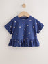 Purple Short Sleeve Peplum T-Shirt (3mths-7yrs) - Navy Puffin / 12-18 Months (80-86cm)