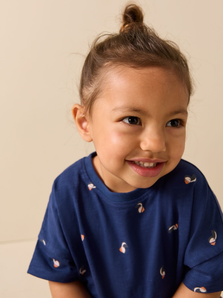 Navy Puffin Short Sleeve Peplum T-Shirt (3mths-7yrs)