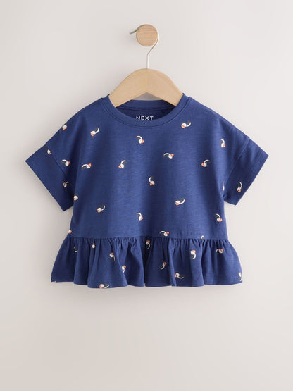 Navy Puffin Short Sleeve Peplum T-Shirt (3mths-7yrs)