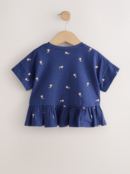 Navy Puffin Short Sleeve Peplum T-Shirt (3mths-7yrs)