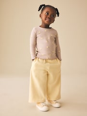 Neutral Lemon Print Rib Long Sleeve T-Shirt (3mths-7yrs) - Size 3-6 Months (62-68cm)