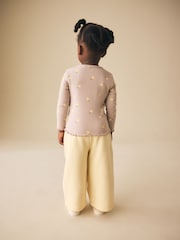 Neutral Lemon Print Rib Long Sleeve T-Shirt (3mths-7yrs) - Size 3-6 Months (62-68cm)