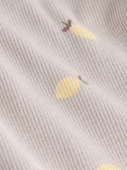 Neutral Lemon Print Rib Long Sleeve T-Shirt (3mths-7yrs) - Size 3-6 Months (62-68cm)