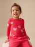 Pink/Red Flower Rib Long Sleeve T-Shirt (3mths-7yrs) - Pink/Red Flower Rib Long Sleeve / 12-18 Months (80-86cm)