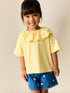 Yellow Short Sleeve Broderie Collar Top (3mths-7yrs) - Yellow / 12-18 Months (80-86cm)