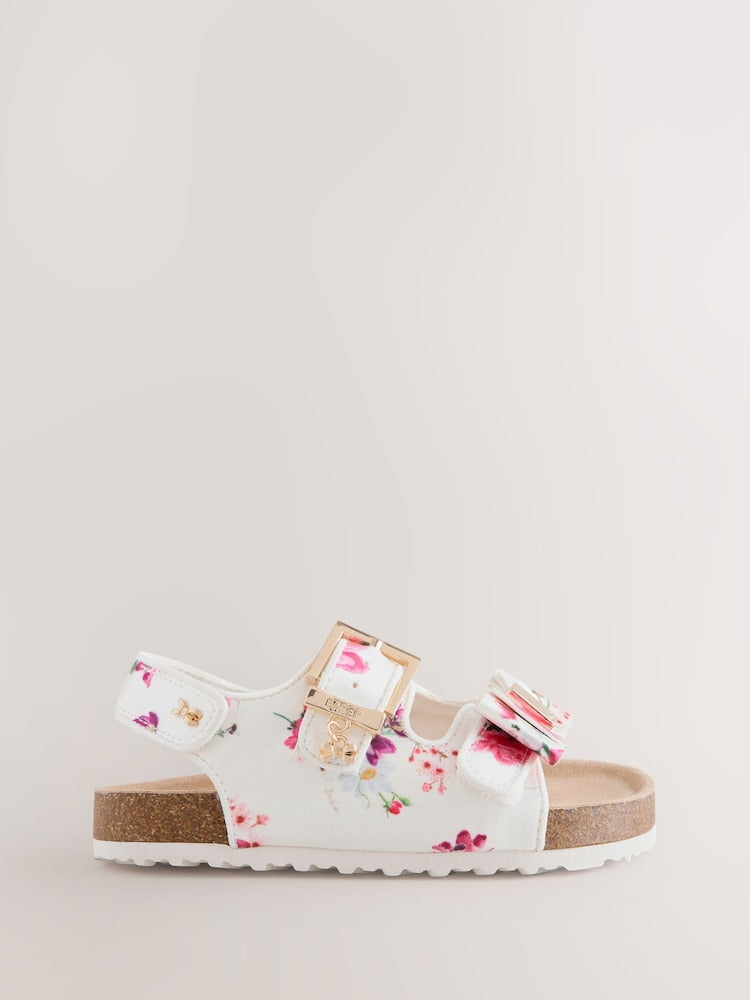 Baker by Ted Baker Natural Raffia Double Buckle Footbed Sandals