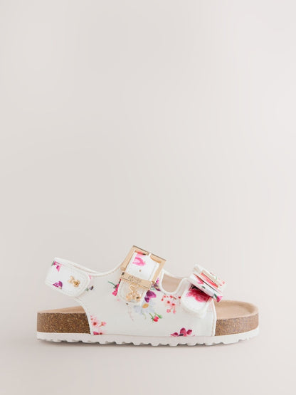 Baker by Ted Baker Natural Raffia Double Buckle Footbed Sandals