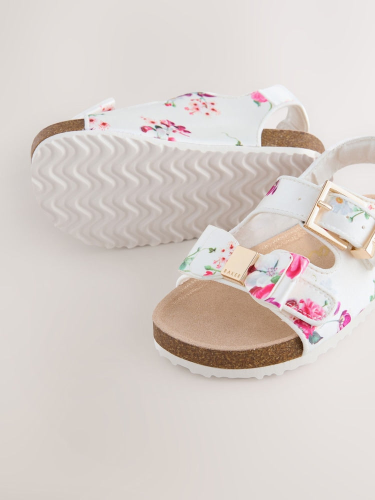 Baker by Ted Baker Natural Raffia Double Buckle Footbed Sandals