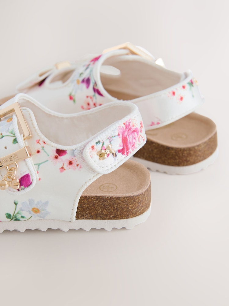 Baker by Ted Baker Natural Raffia Double Buckle Footbed Sandals