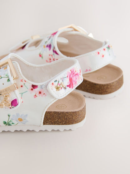 Baker by Ted Baker Natural Raffia Double Buckle Footbed Sandals
