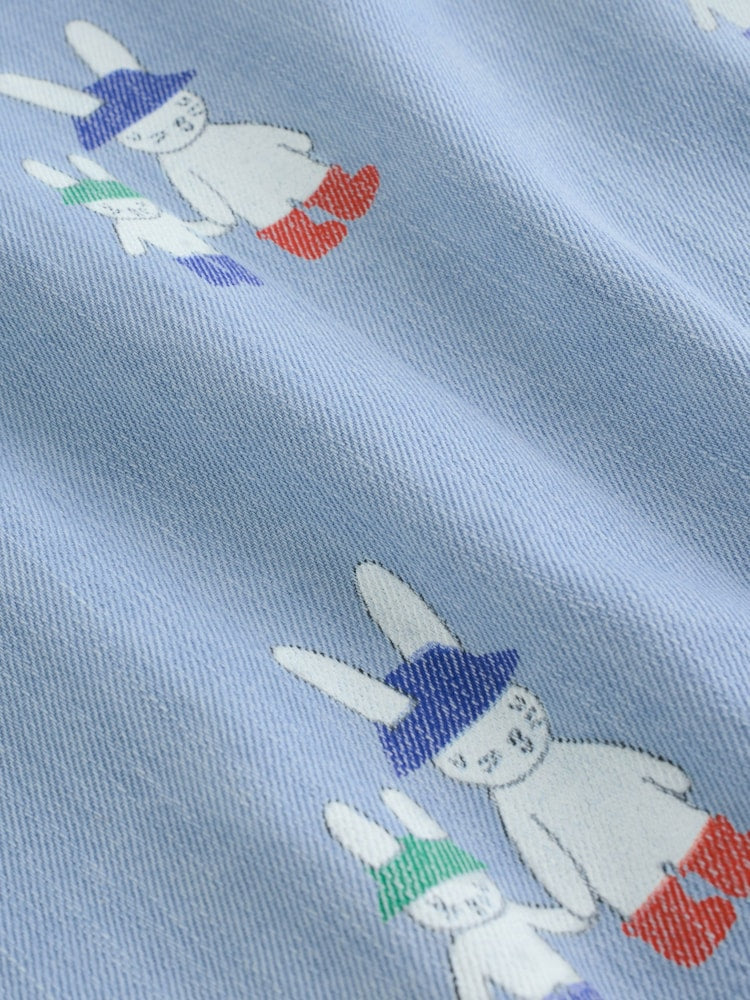 Blue Denim Rabbit Print Short Sleeve Baby Romper (0mths-3yrs) - Size Up to 1 Month (56cm)