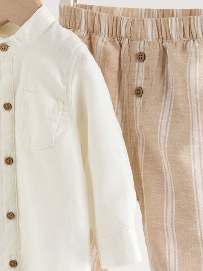 White/Orange Stripe Shirt and Trousers Baby Set (0mths-3yrs)