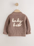 Brown Baby Bear Knitted Embroidered Baby Cardigan - Size 50cm (First Size) - Brown Baby Bear