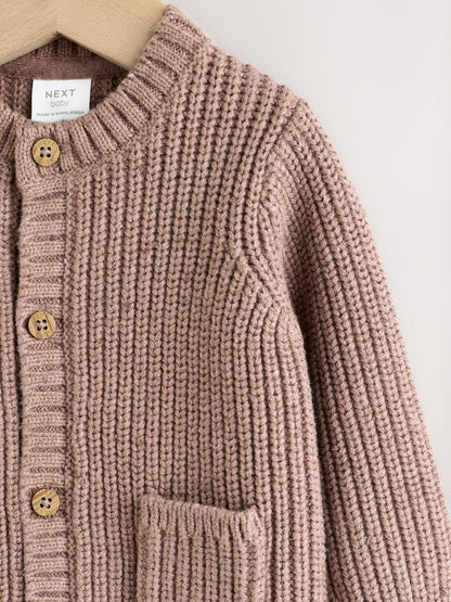 Brown Baby Bear Knitted Embroidered Baby Cardigan - Size 50cm (First Size)