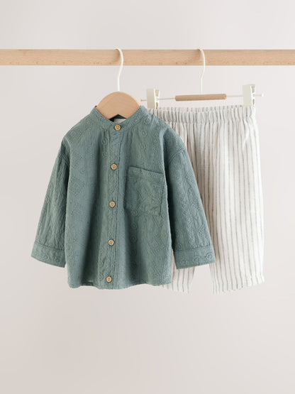 Green Shirt and Trousers Baby Set (0mths-3yrs) - Green / 12-18 Months (80-86cm)