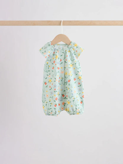 Yellow and Blue Floral Fairy Mouse 4 Pack Jersey Baby Rompers 4 Pack