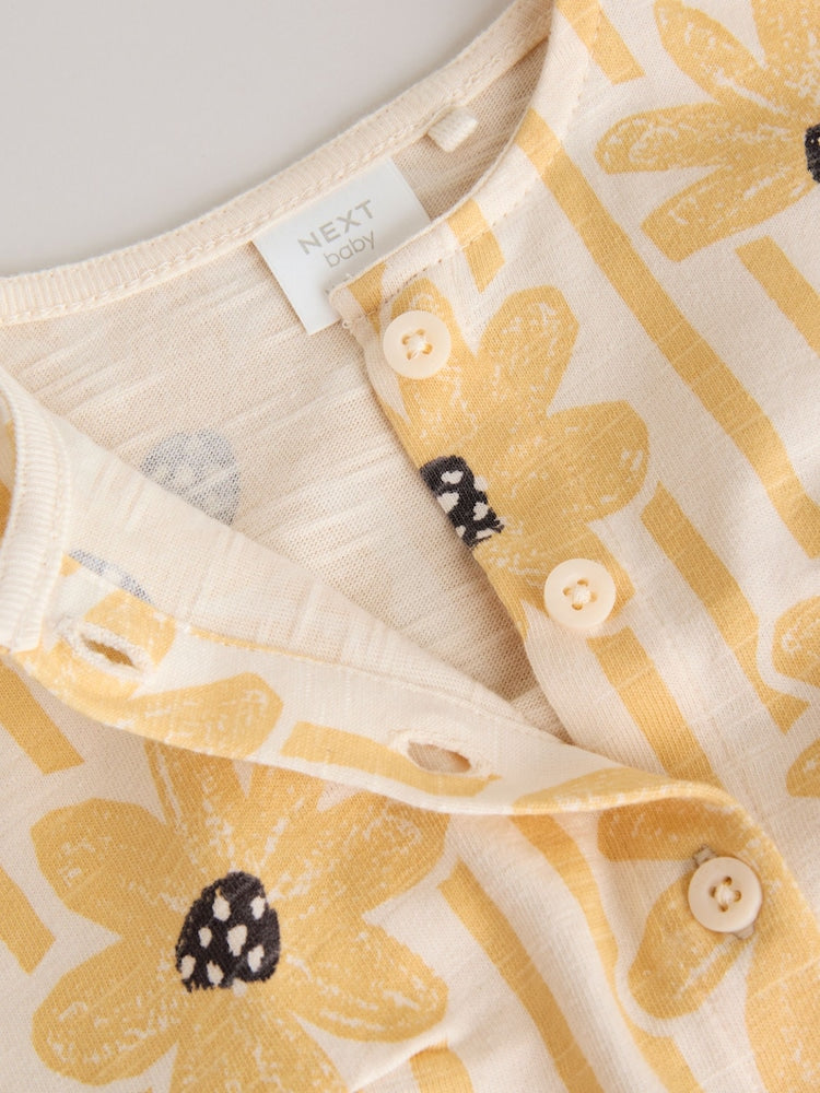 Yellow Floral Button Through