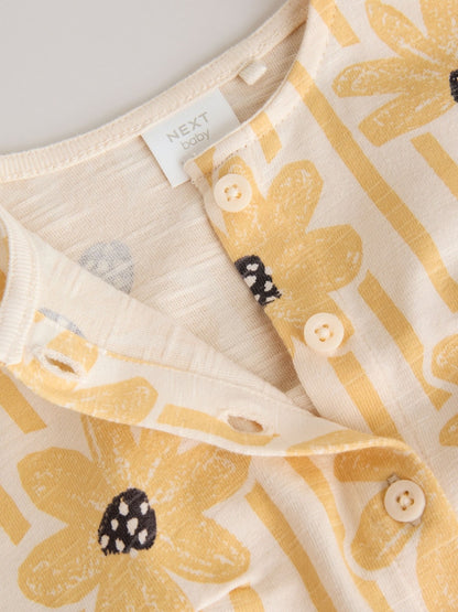 Yellow Floral Button Through