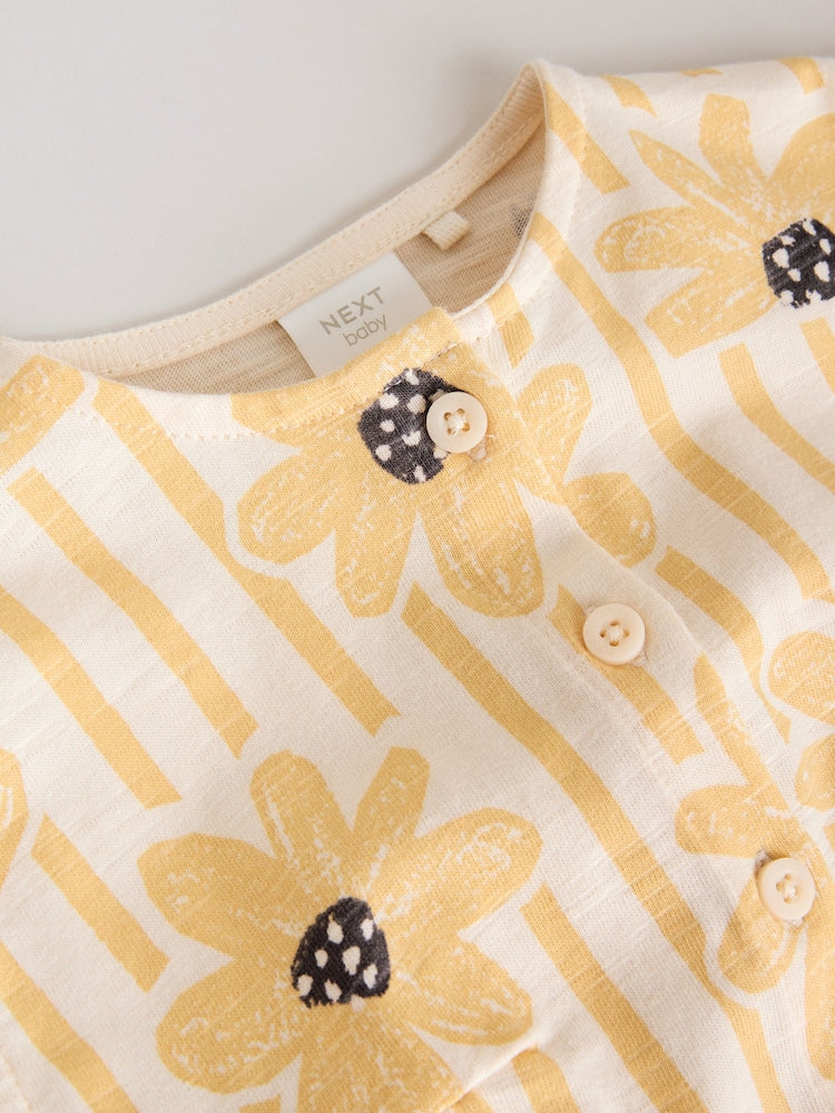 Yellow Floral Button Through