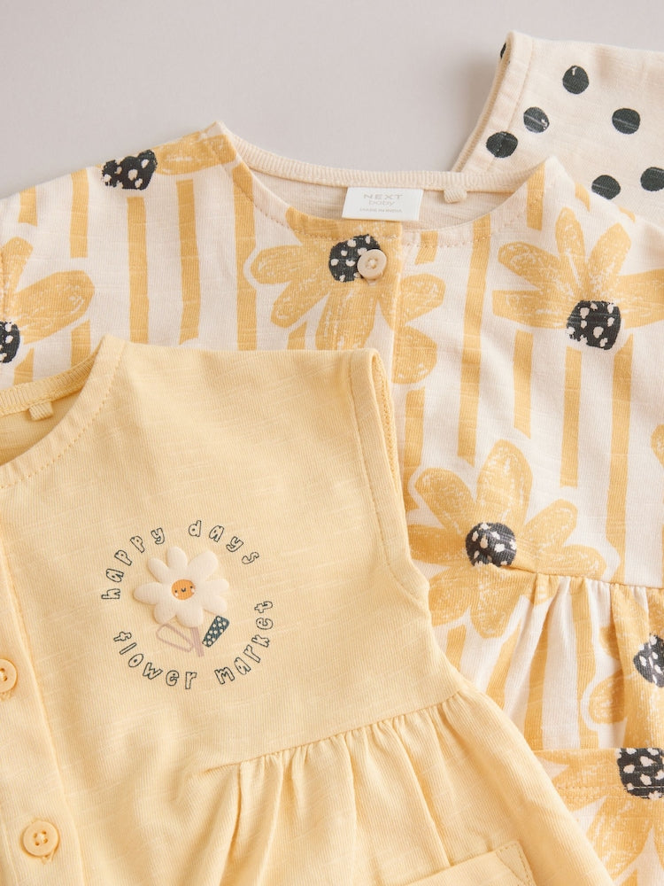 Yellow Floral Button Through