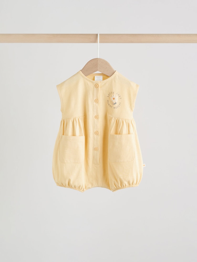 Yellow Floral Button Through