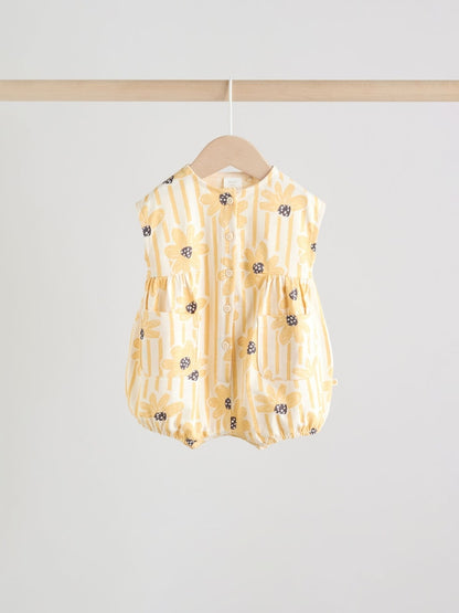 Yellow Floral Button Through