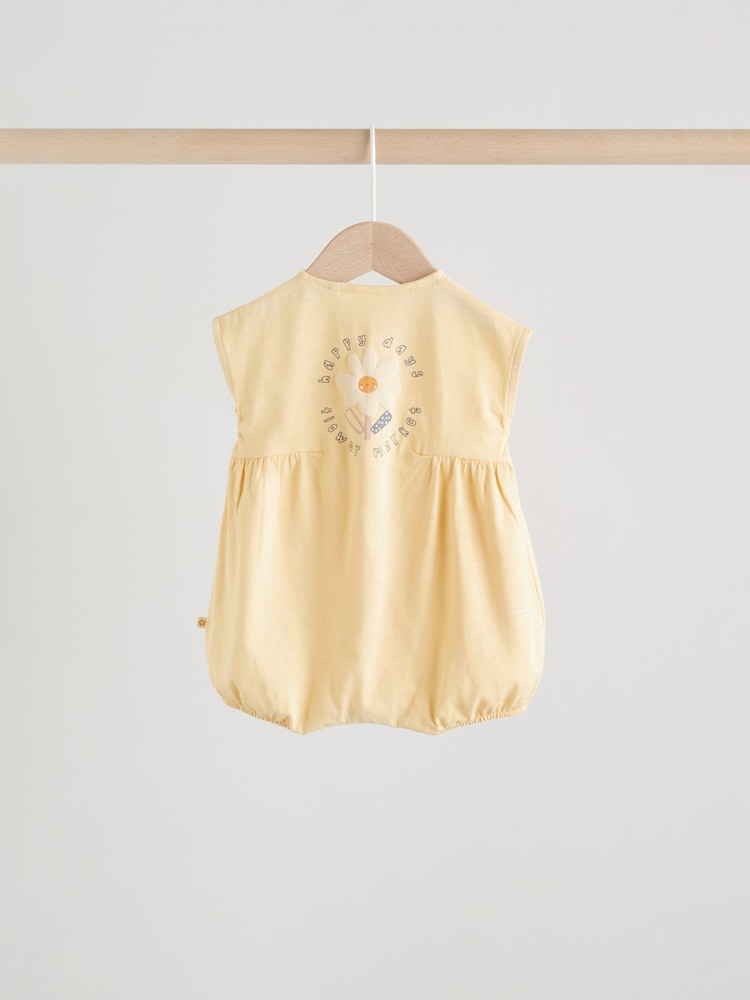 Yellow Floral Button Through