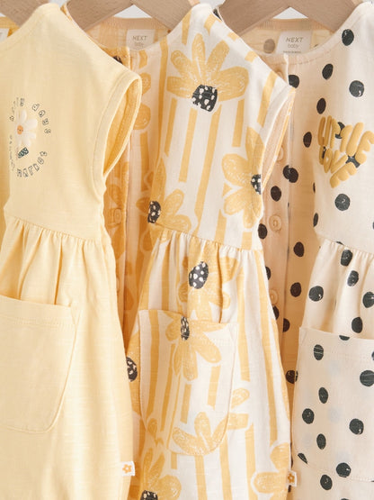 Yellow Floral Button Through