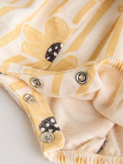 Yellow Floral Button Through
