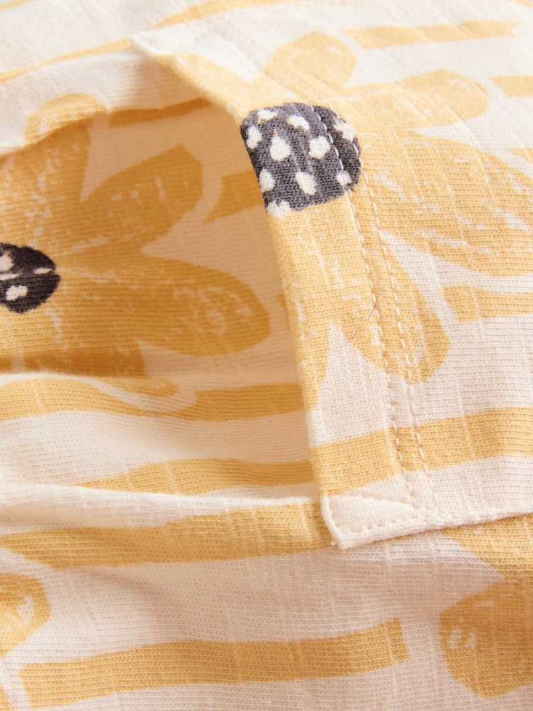 Yellow Floral Button Through