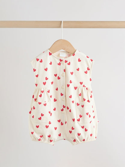 Red Heart Printed Button Through