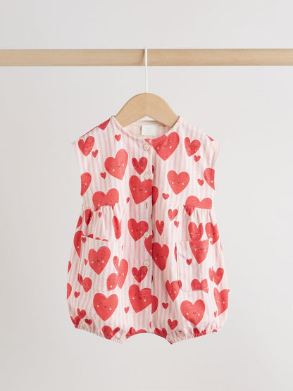Red Heart Printed Button Through