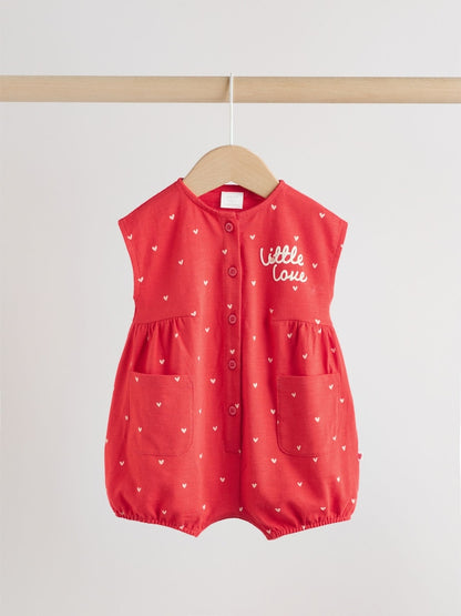 Red Heart Printed Button Through