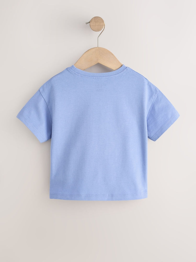 Blue Rainbow Flower Short Sleeve Bag T-Shirt (3mths-7yrs) - Size 3-6 Months (62-68cm)