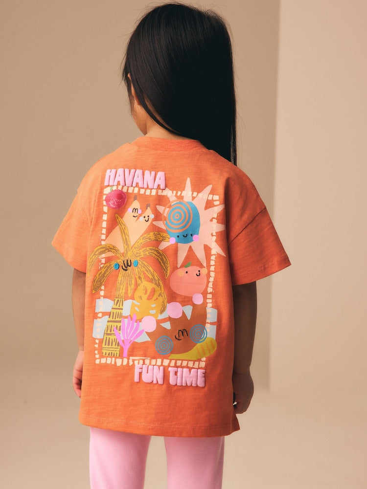 Orange Palm Tree Short Sleeve T-Shirt (3mths-7yrs) - Orange Palm Tree / 12-18 Months (80-86cm)
