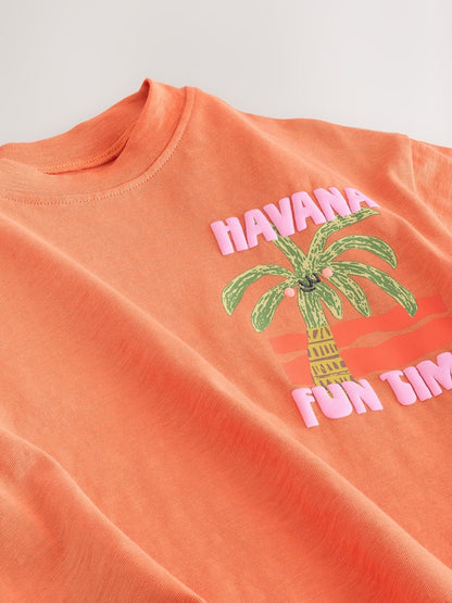 Orange Palm Tree Short Sleeve T-Shirt (3mths-7yrs)