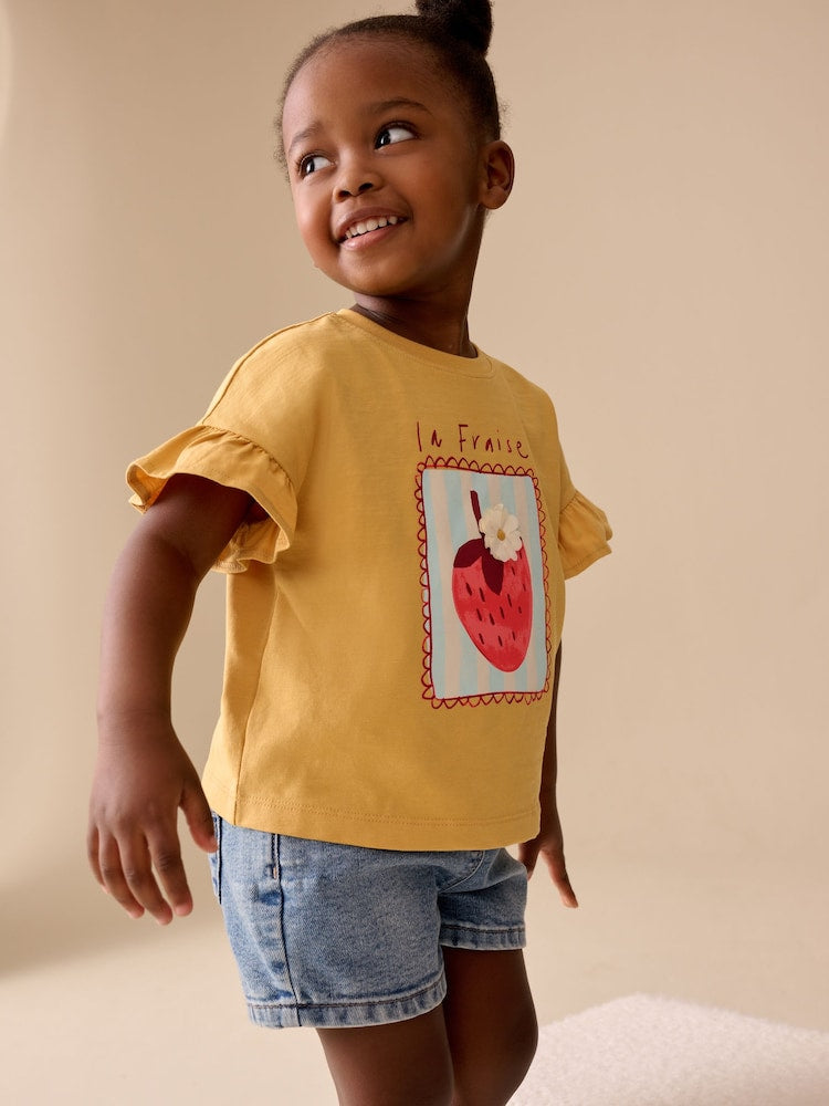 Ochre Yellow Strawberry Short Sleeve T-Shirt (3mths-7yrs)
