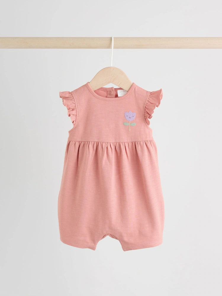 Lilac and Ecru Baby Rompers 3 Pack