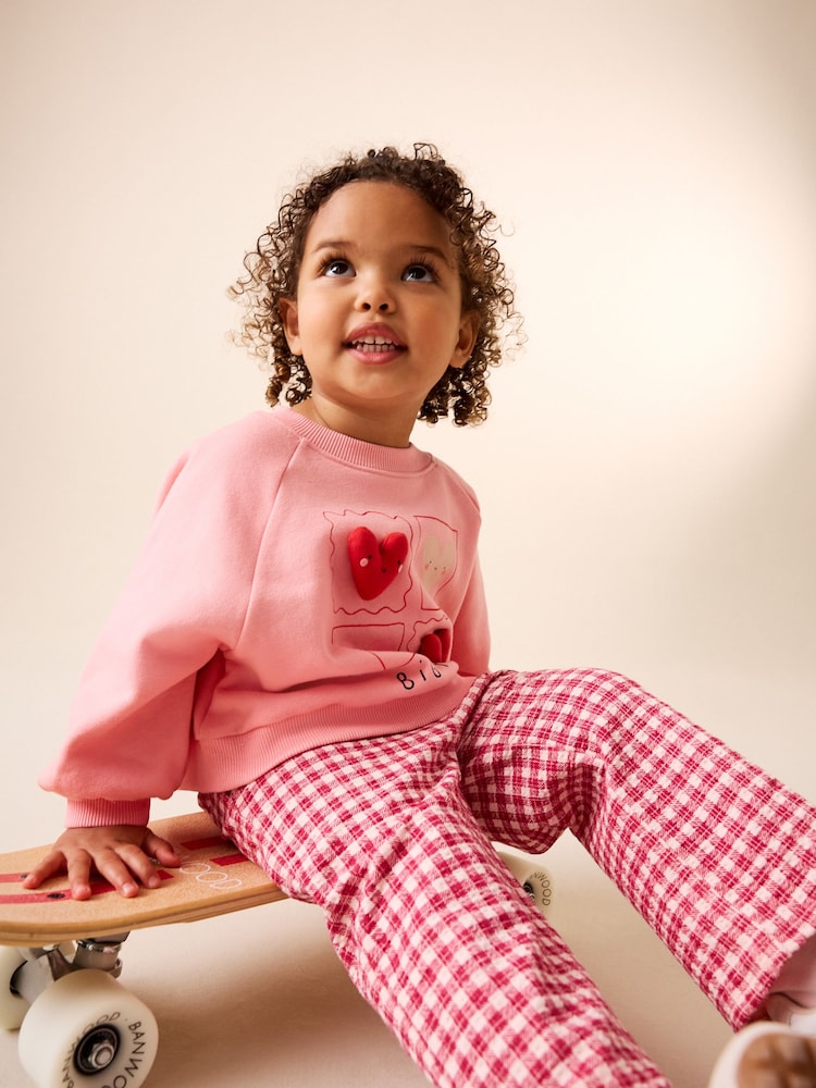 Bright Pink Sweatshirt and Wide Leg Joggers Set (3mths-7yrs)