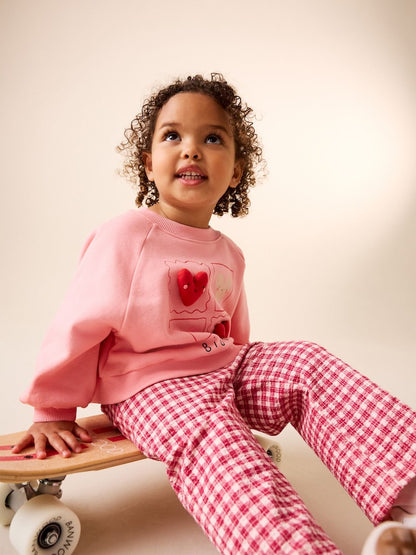 Bright Pink Sweatshirt and Wide Leg Joggers Set (3mths-7yrs)