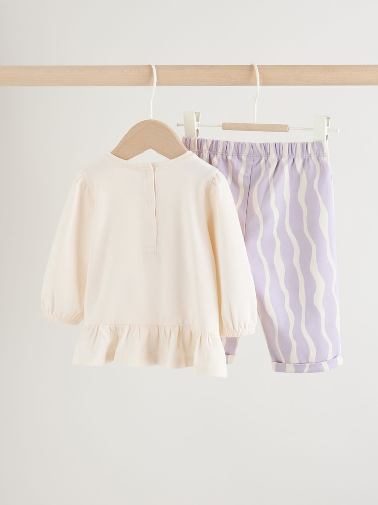 Purple Flower Baby T-Shirts And Trousers 2 Piece Set (0mths-2yrs)