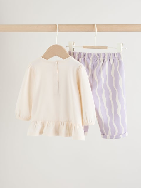 Purple Flower Baby T-Shirts And Trousers 2 Piece Set (0mths-2yrs) - Size 50cm (First Size)