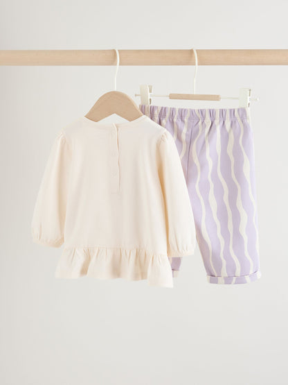 Purple Flower Baby T-Shirts And Trousers 2 Piece Set (0mths-2yrs) - Size 50cm (First Size)