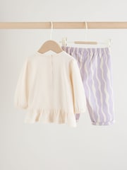 Purple Flower Baby T-Shirts And Trousers 2 Piece Set (0mths-2yrs) - Size 50cm (First Size)