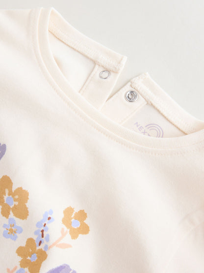 Purple Flower Baby T-Shirts And Trousers 2 Piece Set (0mths-2yrs) - Size 50cm (First Size)