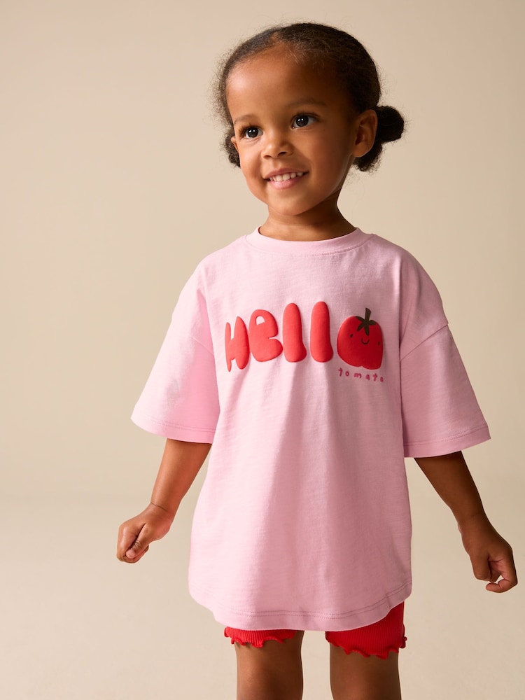 Pink Tomato Character Short Sleeve T-Shirt and Cycle Shorts Set (3mths-7yrs)